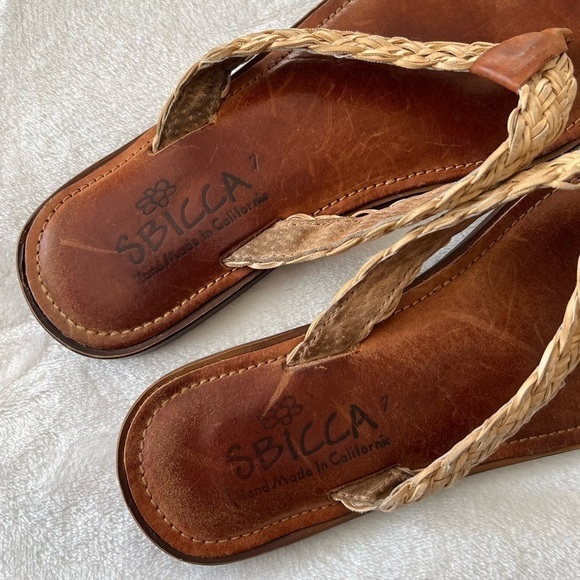 Sbicca Leather Flip Flop Thong Sandals - Picture 3 of 4